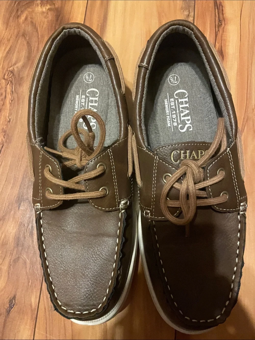 Chaps Men's Tan and Brown Boat Shoes size 7.5